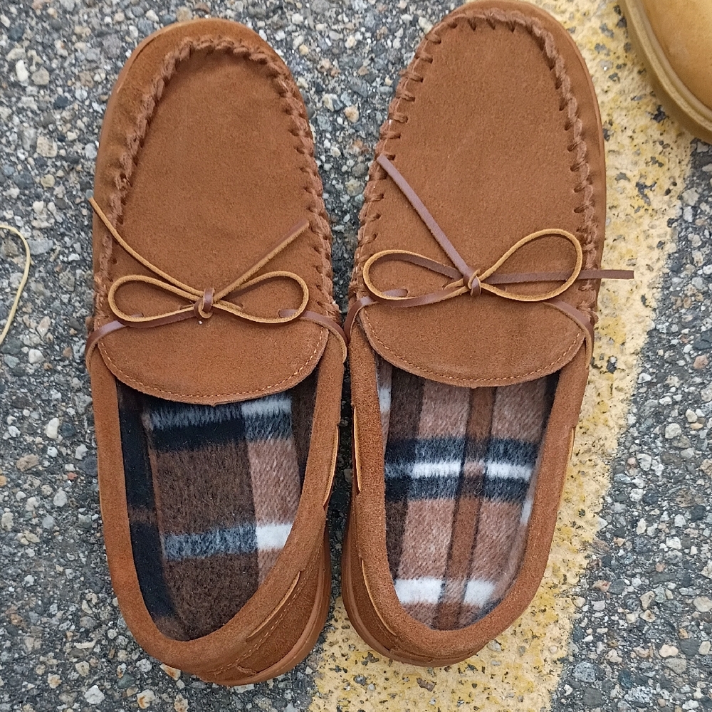 Brown Suede Moccasin Slippers